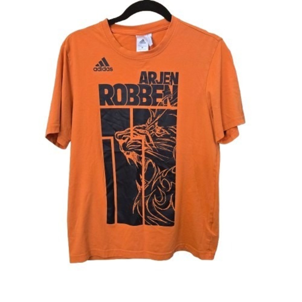 Vtg M Adidas Arjen Robben Netherlands TShirt 2014 World Cup Holland Orange Lion